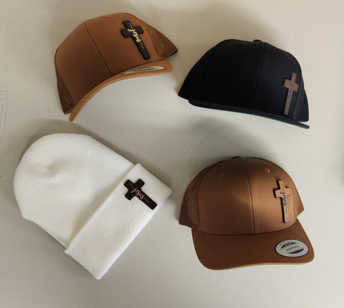 Leather Cross Hat or Beanie